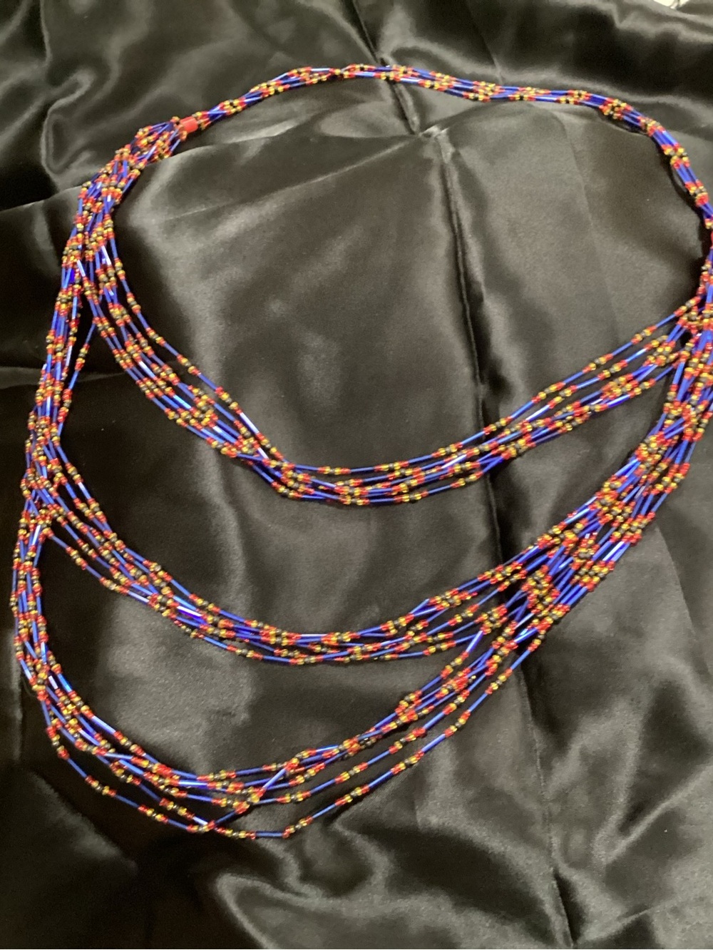 Multistrand Layered Seed/Glass  Bead Necklace Carnival Celebrating VTG